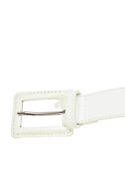 Christian Dior Womens Medium Width Patent Leather Buckle Belt White Size 36