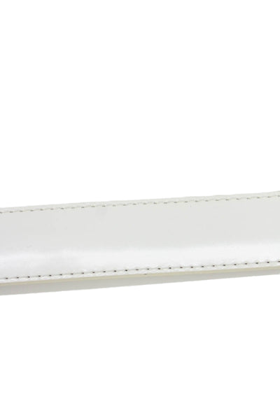 Christian Dior Womens Medium Width Patent Leather Buckle Belt White Size 36