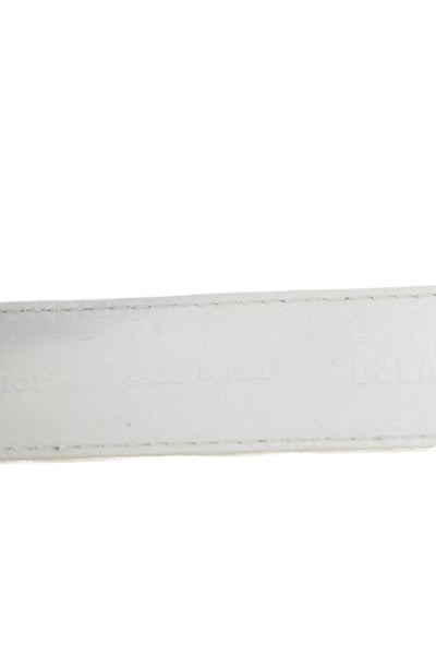 Christian Dior Womens Medium Width Patent Leather Buckle Belt White Size 36