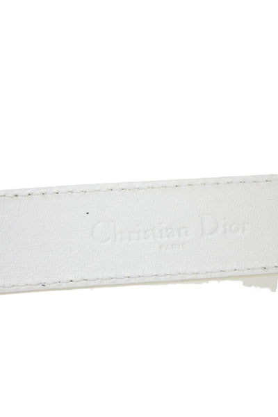 Christian Dior Womens Medium Width Patent Leather Buckle Belt White Size 36
