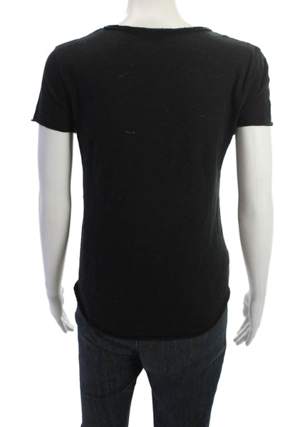 Zadig & Voltaire Womens Black V-Neck Graphic Cotton T-Shirt Size XS
