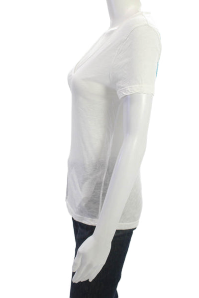 Zadig & Voltaire Women V-Neck Bird Cotton Tee Short Sleeve Size XS