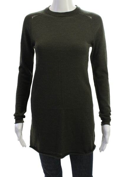 Zadig & Voltaire Womens Army Green Merino Pullover Sweater Crew Neck Size S