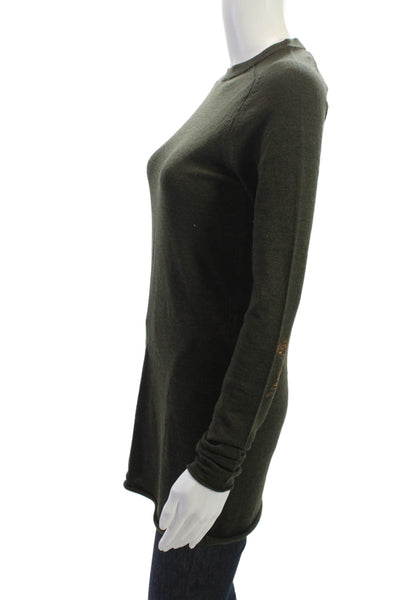 Zadig & Voltaire Womens Army Green Merino Pullover Sweater Crew Neck Size S