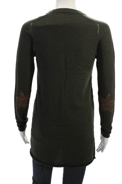 Zadig & Voltaire Womens Army Green Merino Pullover Sweater Crew Neck Size S