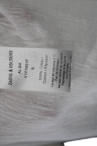Zadig & Voltaire Womens Jersey Skull Tee Gray 3/4 Sleeve Cotton Size XS