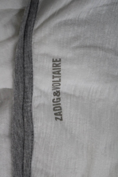 Zadig & Voltaire Womens Jersey Skull Tee Gray 3/4 Sleeve Cotton Size XS