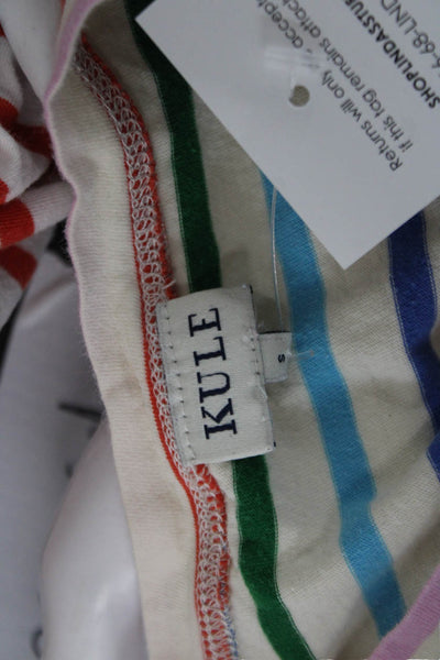 Kule Womens Striped Multi Color Cotton T-Shirt Long Sleeve Crew Size S