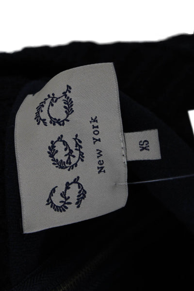 Sea New York Women Dark Blue Cotton Blend Mock Neck Zip Sleeveless Tank Size XS