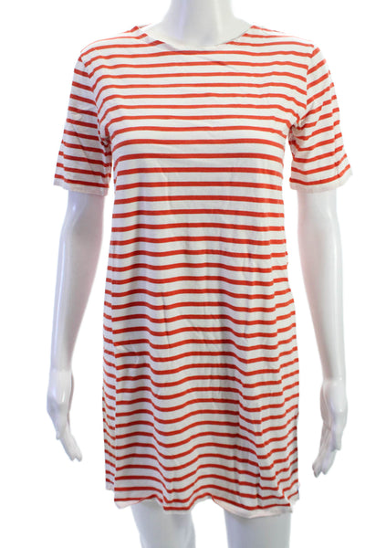 Kule Womens Red Striped T-Shirt Dress Short Sleeve 100% Cotton Size S