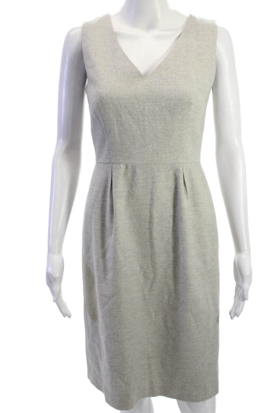 Banana Republic Womens Sheath Dress Gray V-Neck Sleeveless Knee Zip Size 0