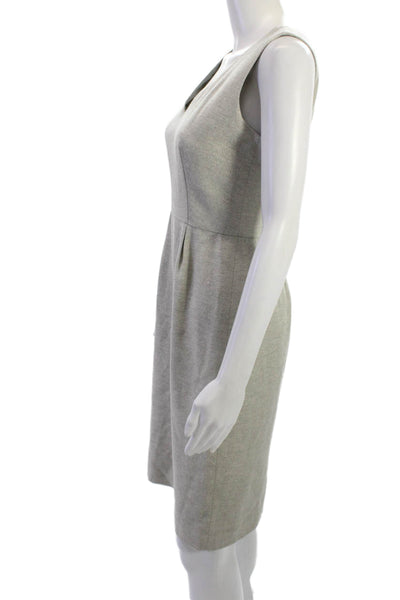 Banana Republic Womens Sheath Dress Gray V-Neck Sleeveless Knee Zip Size 0