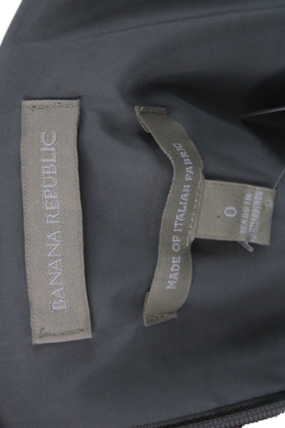 Banana Republic Womens Sheath Dress Gray V-Neck Sleeveless Knee Zip Size 0