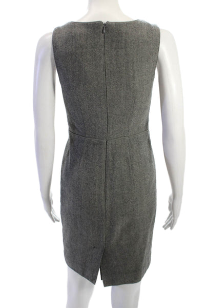 Banana Republic Women Sheath Dress Gray Square Neck Wool Zip Sleeveless Size 0
