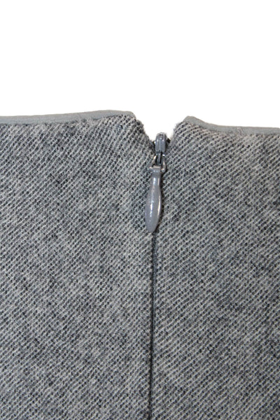 Banana Republic Women Sheath Dress Gray Square Neck Wool Zip Sleeveless Size 0
