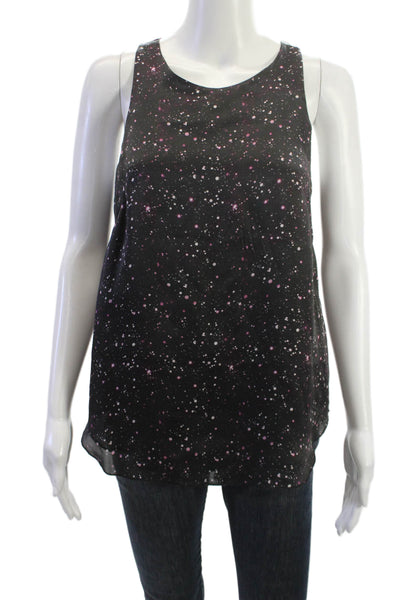 Club Monaco Womens Sleeveless Round Neck Zip Tank Black Polyester Petite Size S