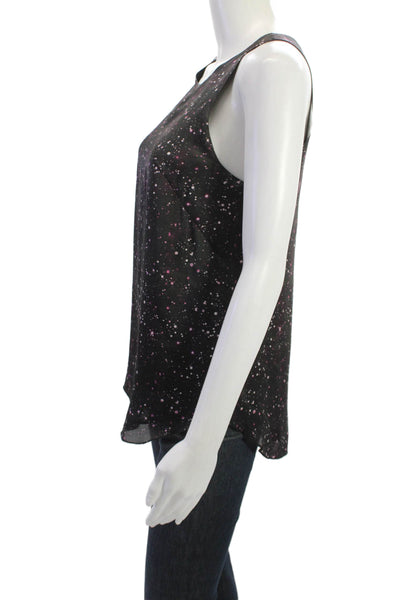 Club Monaco Womens Sleeveless Round Neck Zip Tank Black Polyester Petite Size S
