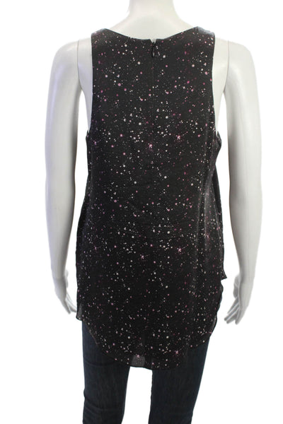 Club Monaco Womens Sleeveless Round Neck Zip Tank Black Polyester Petite Size S