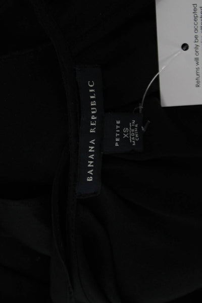 Banana Republic Womens Silk Tunic Blouse Black Cap Sleeve Tie Size PXS