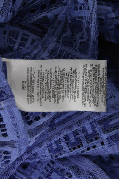 BCBGMAXAZRIA Womens Blue V Neck Geometric 3/4 Sleeve Bohemian Blouse Size S