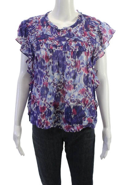 Isabel Marant Etoile Womens Boho Blue Cotton Sleeveless Blouse Size 38