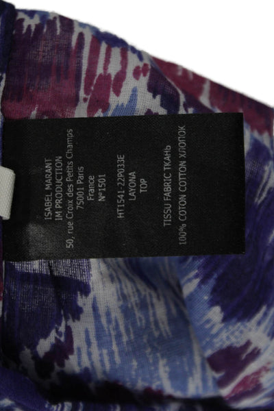 Isabel Marant Etoile Womens Boho Blue Cotton Sleeveless Blouse Size 38