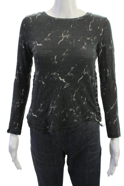 Generation Love Womens Linen Dark Gray Round Neck Long Sleeve Sweater Size S