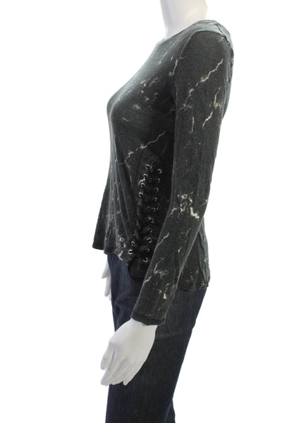 Generation Love Womens Linen Dark Gray Round Neck Long Sleeve Sweater Size S