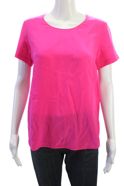 Otte Women Pink Basic Short Sleeve Solid Round Neck Polyester Blouse Size PP