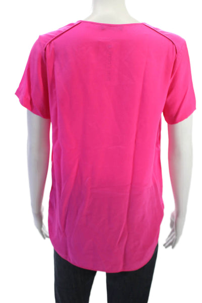 Otte Women Pink Basic Short Sleeve Solid Round Neck Polyester Blouse Size PP