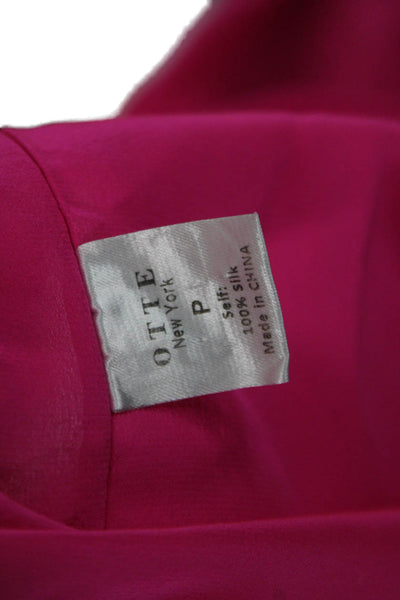 Otte Women Pink Basic Short Sleeve Solid Round Neck Polyester Blouse Size PP