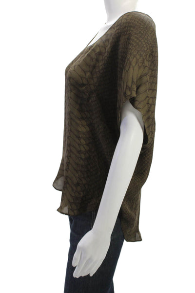 Joie Women Silk Snake Print Sleeveless Blouse Round Neck Size S