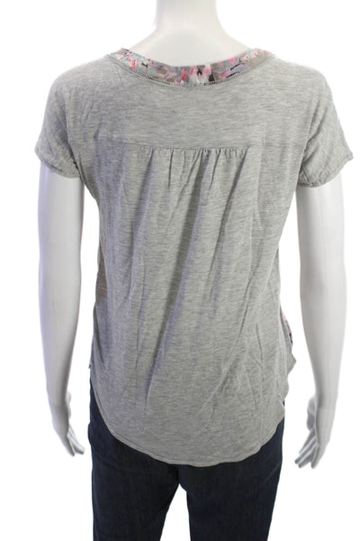 Rebecca Taylor Women Basic Floral Silk Short Sleeve Round Neck T-Shirt Size XS