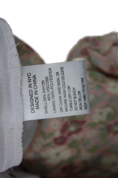 Yumi Kim Womens Floral Boho V-Neck Button Up Long Sleeve Blouse Beige Size S