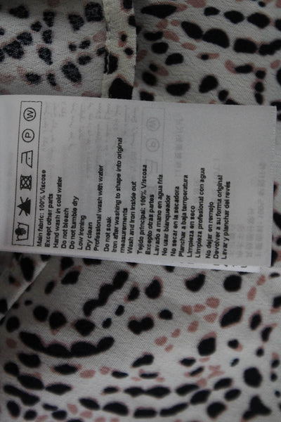 Ba&Sh Womens Leopard Viscose Long Sleeve Button Up Blouse Beige Size XS