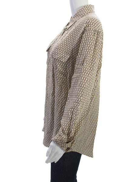 Equipment Femme Women Silk Collared Button Blouse Beige Size L