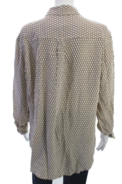 Equipment Femme Women Silk Collared Button Blouse Beige Size L