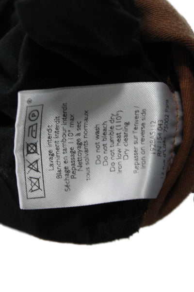Sezane Women Cropped Dress Pants Brown Button Lyocell Cotton Size 44