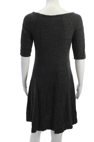 Ganni Women A-Line Shift Dress Dark Gray Silk 3/4 Sleeve Knee Length Size L