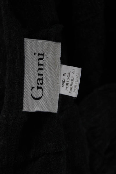 Ganni Women A-Line Shift Dress Dark Gray Silk 3/4 Sleeve Knee Length Size L