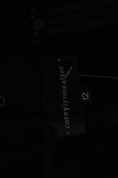Corey Lynn Calter Women Shift Dress Black Round Neck 3/4 Sleeve Eyelet Size 12
