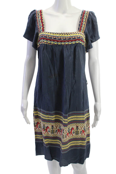 Corey Lynn Calter Womens Dark Blue Silk Shift Dress Square Neck Size 10