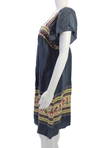 Corey Lynn Calter Womens Dark Blue Silk Shift Dress Square Neck Size 10