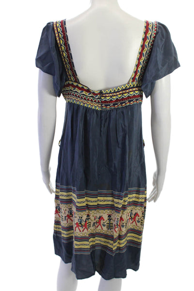 Corey Lynn Calter Womens Dark Blue Silk Shift Dress Square Neck Size 10