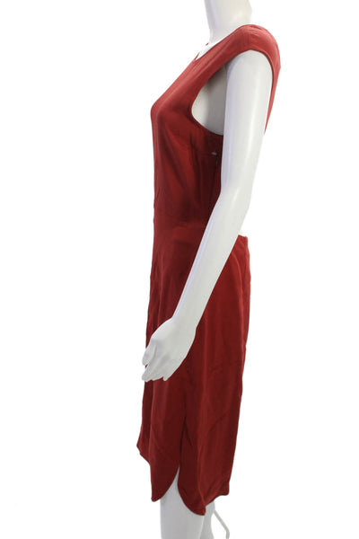 A.L.C. Womens Sheath Dress Red Sleeveless Round Neck Knee Length Zip Size 8