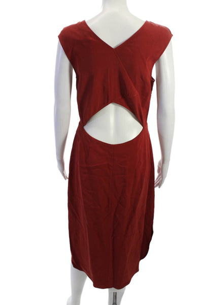 A.L.C. Womens Sheath Dress Red Sleeveless Round Neck Knee Length Zip Size 8