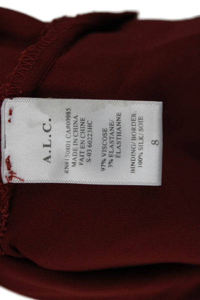 A.L.C. Womens Sheath Dress Red Sleeveless Round Neck Knee Length Zip Size 8