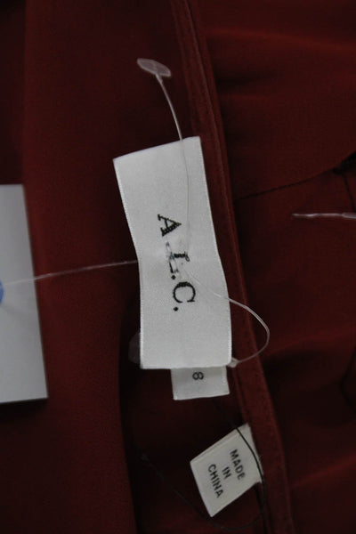 A.L.C. Womens Sheath Dress Red Sleeveless Round Neck Knee Length Zip Size 8