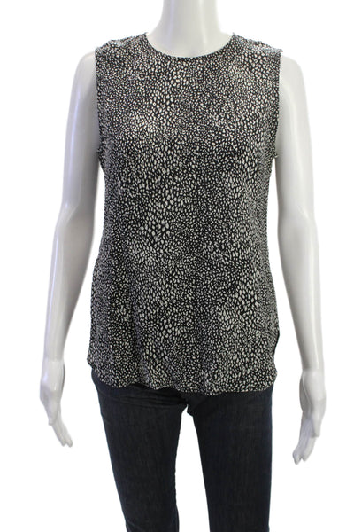 Equipment Femme Women Silk Leopard Sleeveless Crewneck Blouse Petite Size XS