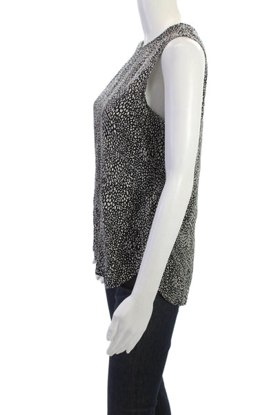 Equipment Femme Women Silk Leopard Sleeveless Crewneck Blouse Petite Size XS